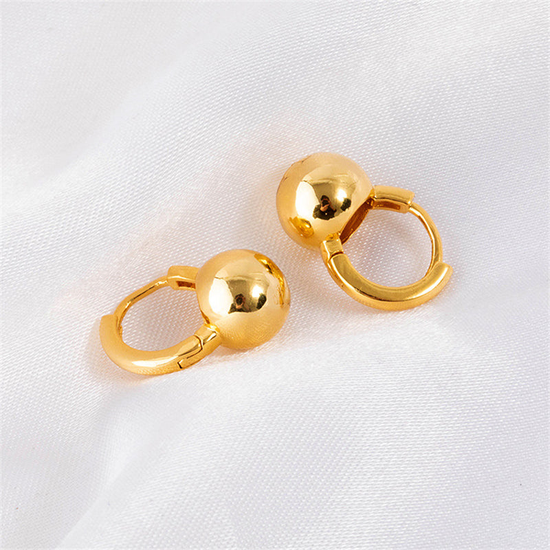 Minimalist Geometric Gold Plated Hoop Earrings for Women - Simple Circular Everyday Stud Earrings