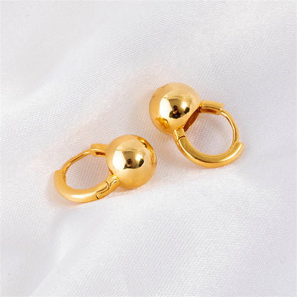 Minimalist Geometric Gold Plated Hoop Earrings for Women - Simple Circular Everyday Stud Earrings