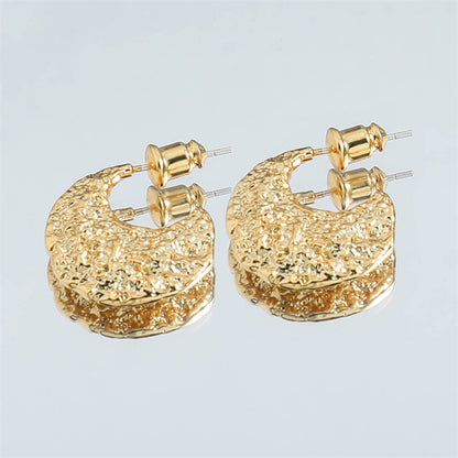 Minimalist Geometric Hoop Earrings in Genuine Gold Plating