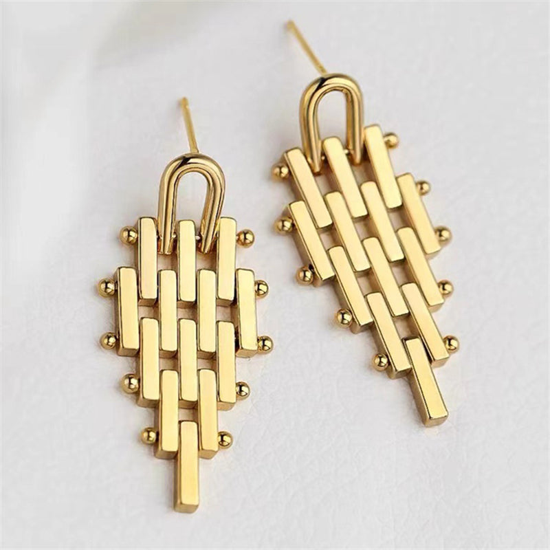 Minimalist Geometric Line Drop Earrings - Gold & Matte Gold Long/Short Lengths