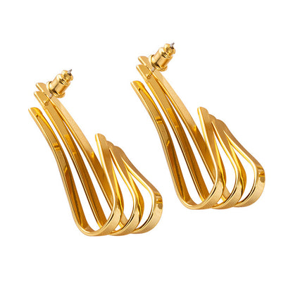 Minimalist Geometric Line Earrings - Gold Plated with 925 Silver Posts