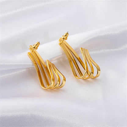 Minimalist Geometric Line Earrings - Gold Plated with 925 Silver Posts