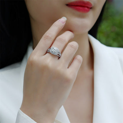 Minimalist Geometric Silver Band with 1 Carat Moissanite