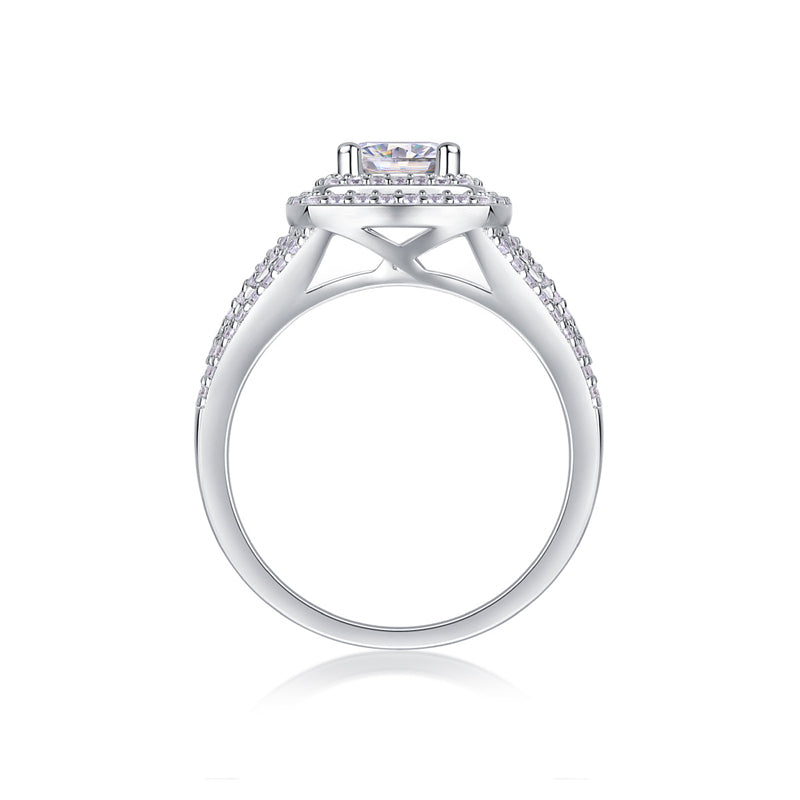 Minimalist Geometric Silver Band with 1 Carat Moissanite