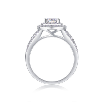 Minimalist Geometric Silver Band with 1 Carat Moissanite