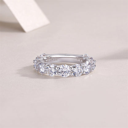 Minimalist Geometric Silver Band with Moissanite Sparkle