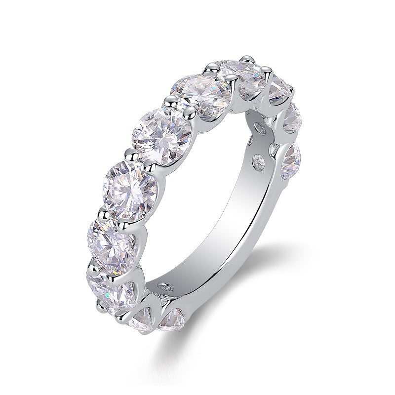 Minimalist Geometric Silver Band with Moissanite Sparkle