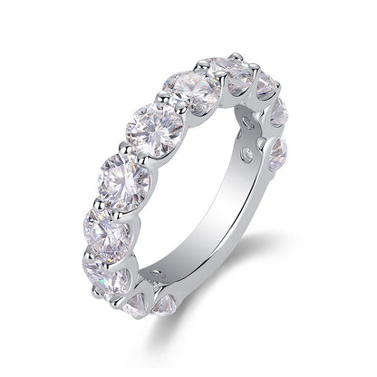 Minimalist Geometric Silver Band with Moissanite Sparkle