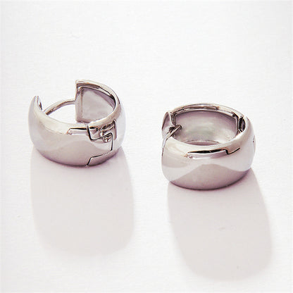 Minimalist Geometric Stud Earrings in White Gold - Circular Design Everyday Jewelry for Women