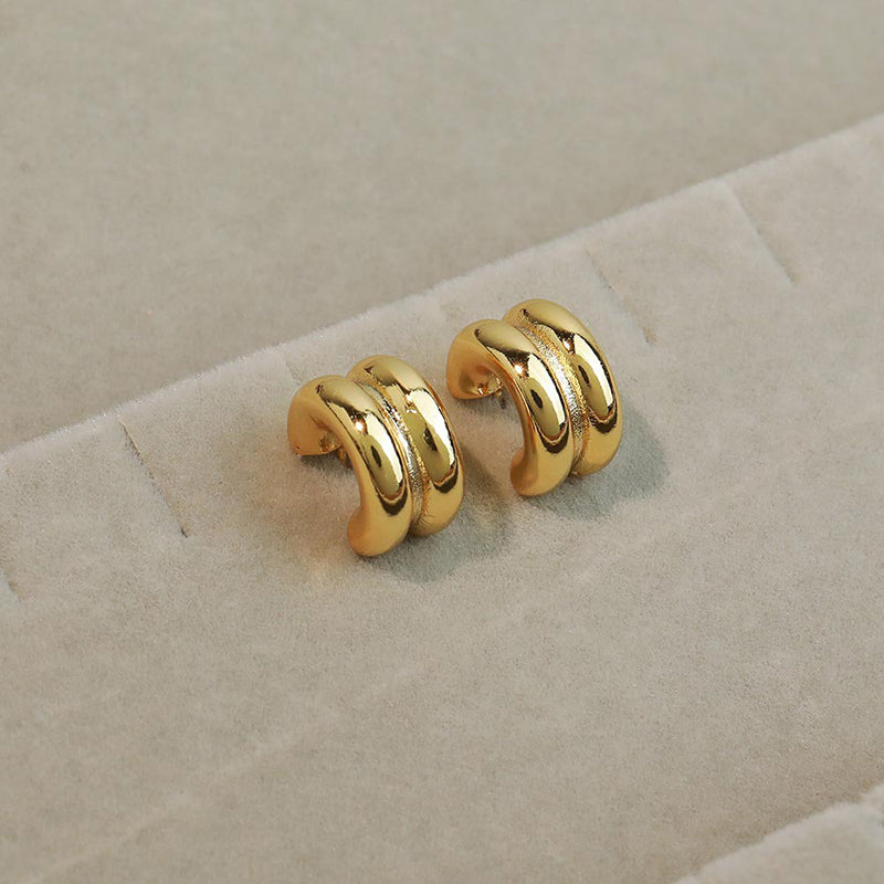 Minimalist Gold Plated C-Shaped Geometric Stud Earrings for Women