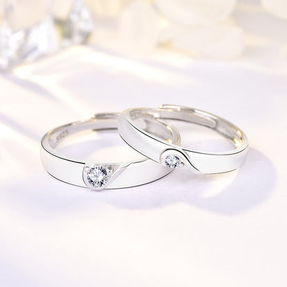 Minimalist Heart Couple Rings - 925 Sterling Silver Adjustable Matching Set