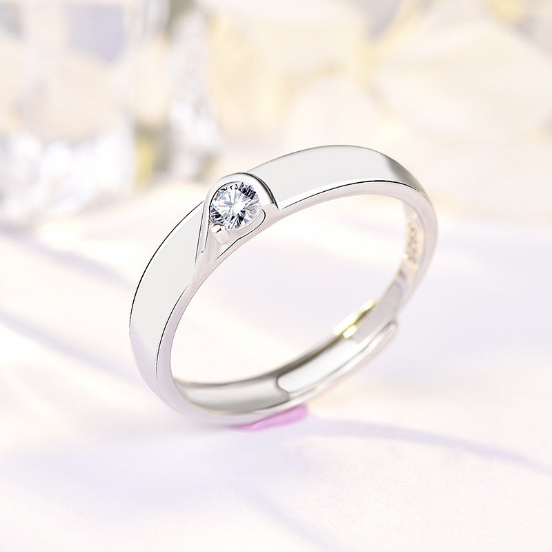 Minimalist Heart Couple Rings - 925 Sterling Silver Adjustable Matching Set