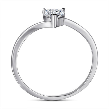 Minimalist Heart Zircon Ring - 925 Sterling Silver Dainty Love Jewelry for Women
