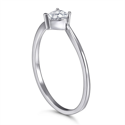 Minimalist Heart Zircon Ring - 925 Sterling Silver Dainty Love Jewelry for Women