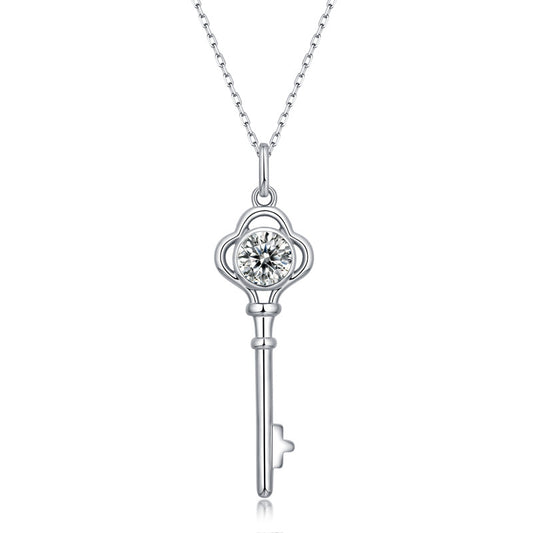 Minimalist Key Moissanite Necklace for Couples