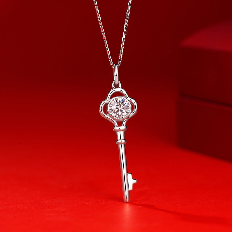 Minimalist Key Moissanite Necklace for Couples