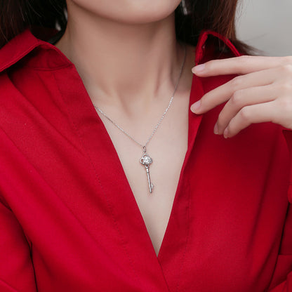 Minimalist Key Moissanite Necklace for Couples