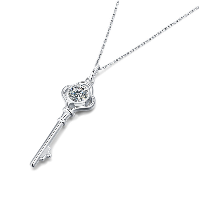Minimalist Key Moissanite Necklace for Couples