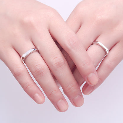 Minimalist Rhombus Couple Rings - 925 Sterling Silver Korean-Inspired Matching Set
