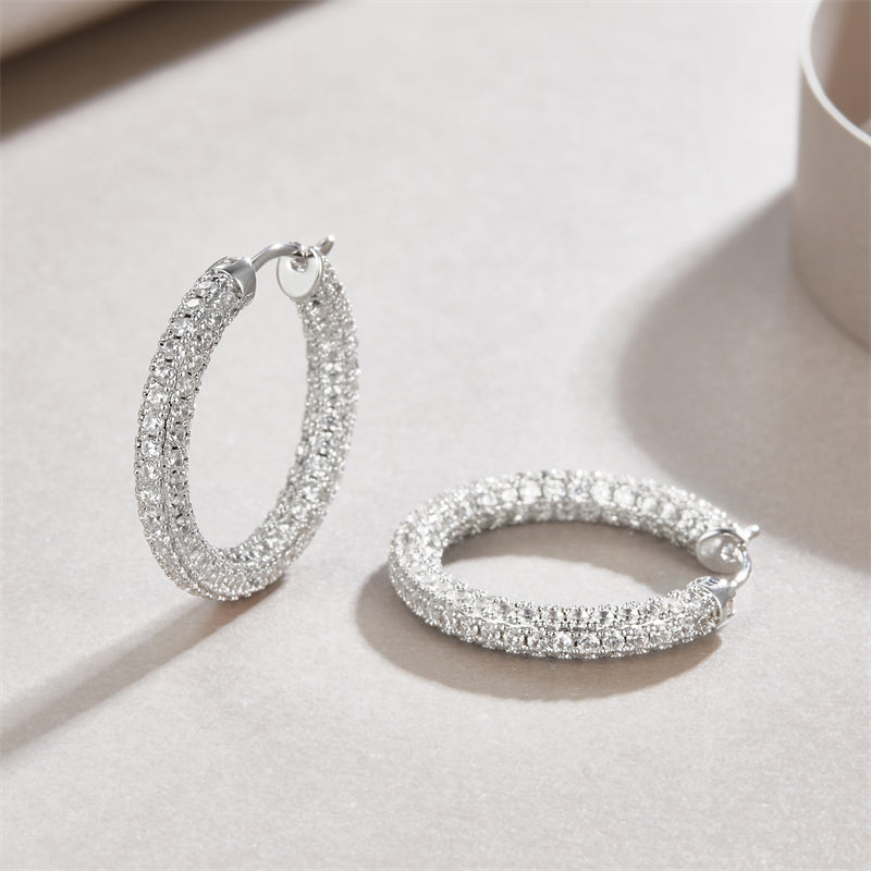 Minimalist Round Cut Moissanite Hoop Earrings