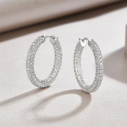 Minimalist Round Cut Moissanite Hoop Earrings