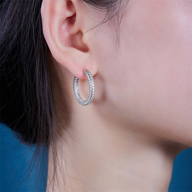 Minimalist Round Cut Moissanite Hoop Earrings