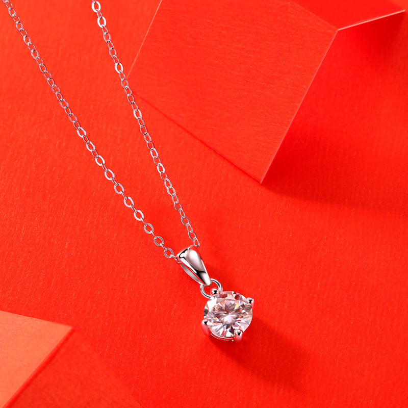 Minimalist Round Moissanite Pendant Necklace