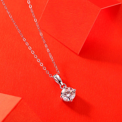 Minimalist Round Moissanite Pendant Necklace