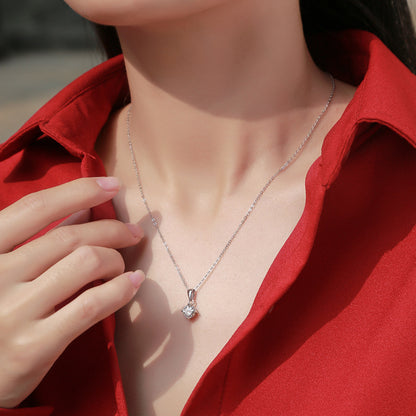 Minimalist Round Moissanite Pendant Necklace