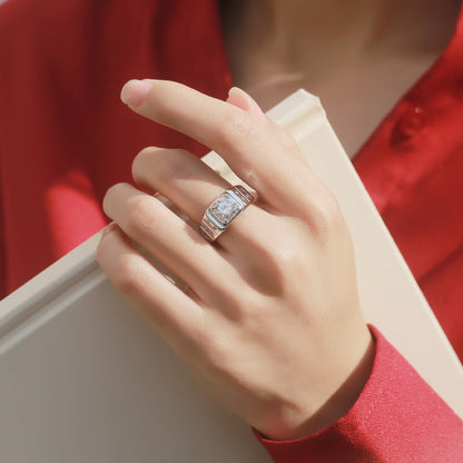 Minimalist Square Ring with Moissanite