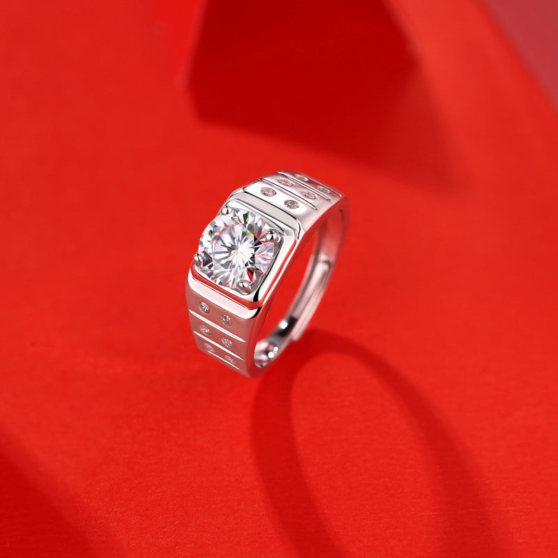 Minimalist Square Ring with Moissanite