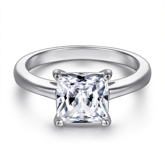 Minimalist Square Zircon  Ring - 925 Sterling Silver Dainty Geometric Ring for Women