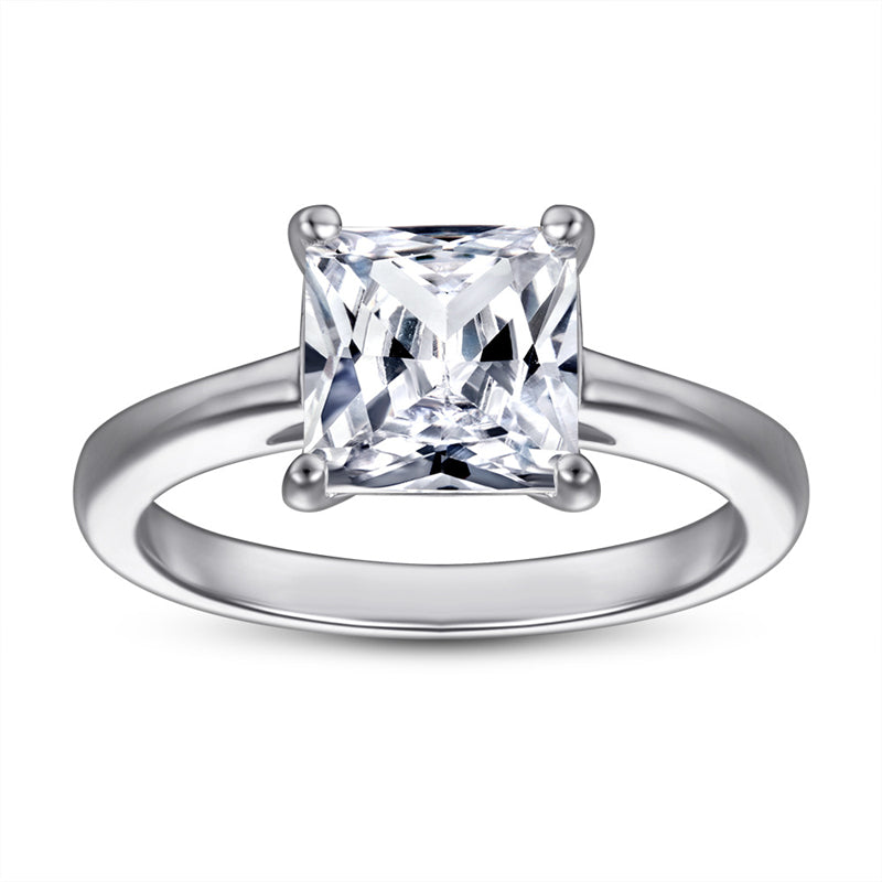 Minimalist Square Zircon  Ring - 925 Sterling Silver Dainty Geometric Ring for Women