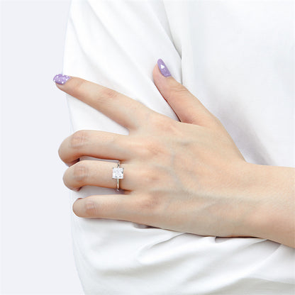 Minimalist Square Zircon  Ring - 925 Sterling Silver Dainty Geometric Ring for Women