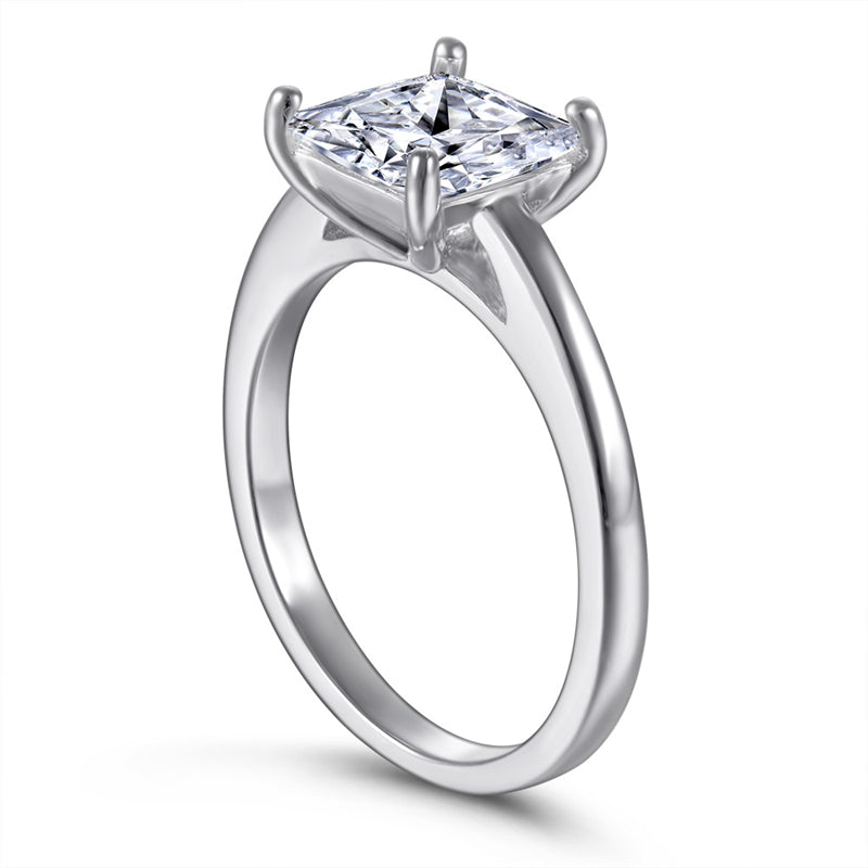 Minimalist Square Zircon  Ring - 925 Sterling Silver Dainty Geometric Ring for Women