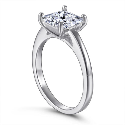 Minimalist Square Zircon  Ring - 925 Sterling Silver Dainty Geometric Ring for Women