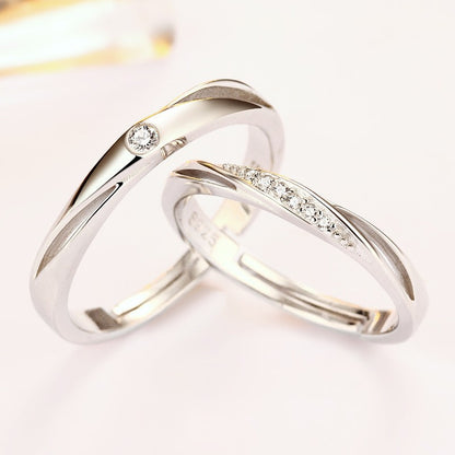 Möbius Infinity Couple Rings - 925 Sterling Silver Adjustable Matching Set