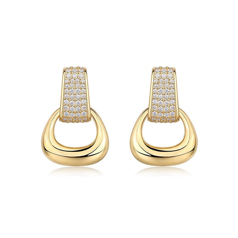 Modern Geometric Moissanite Earrings in Sterling Silver