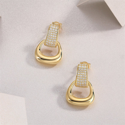 Modern Geometric Moissanite Earrings in Sterling Silver