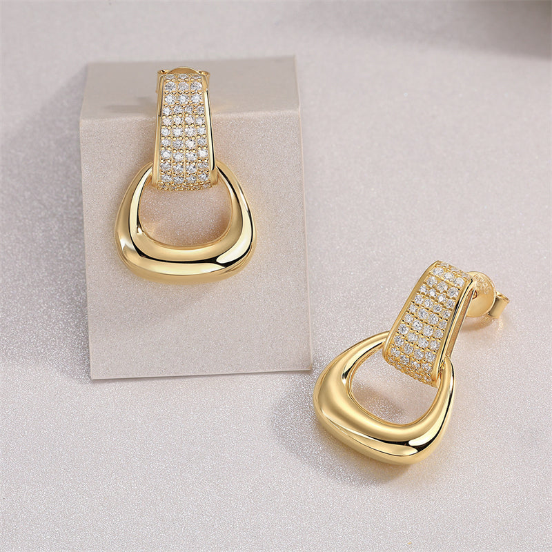 Modern Geometric Moissanite Earrings in Sterling Silver