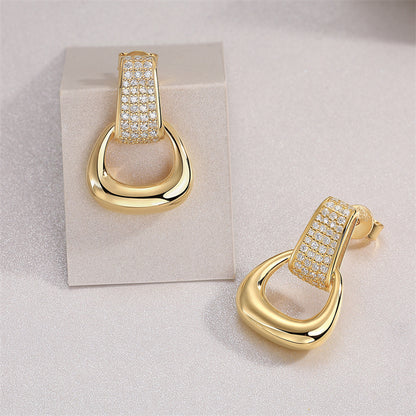 Modern Geometric Moissanite Earrings in Sterling Silver