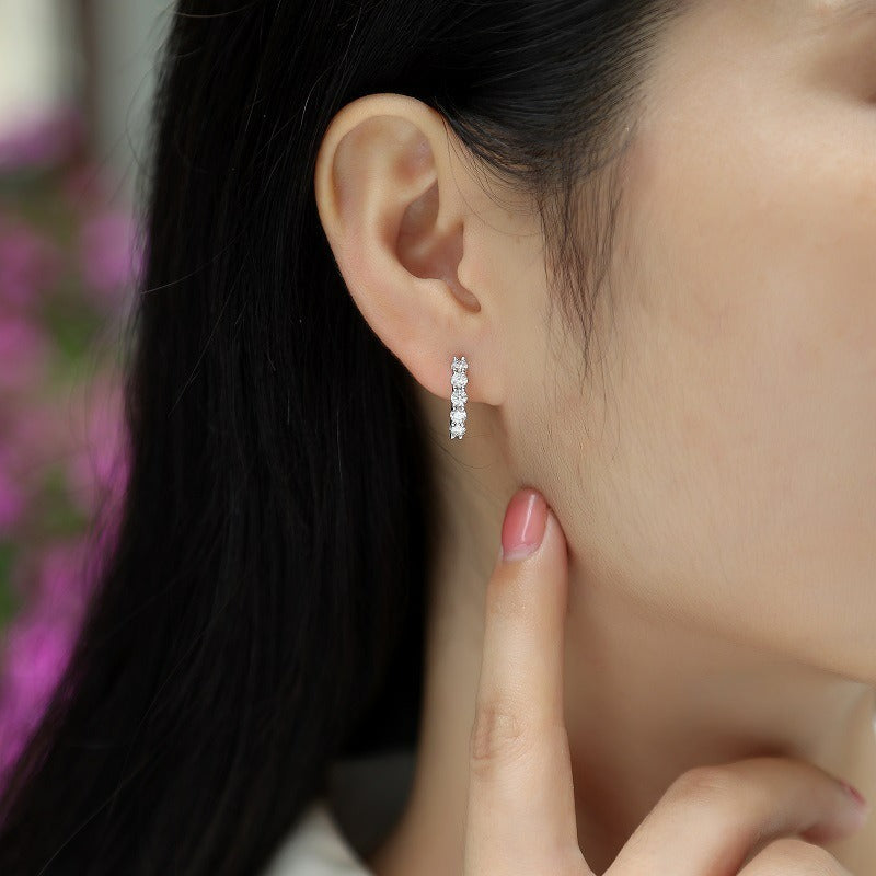 Modern Round Cut Moissanite Earrings for Office Wear