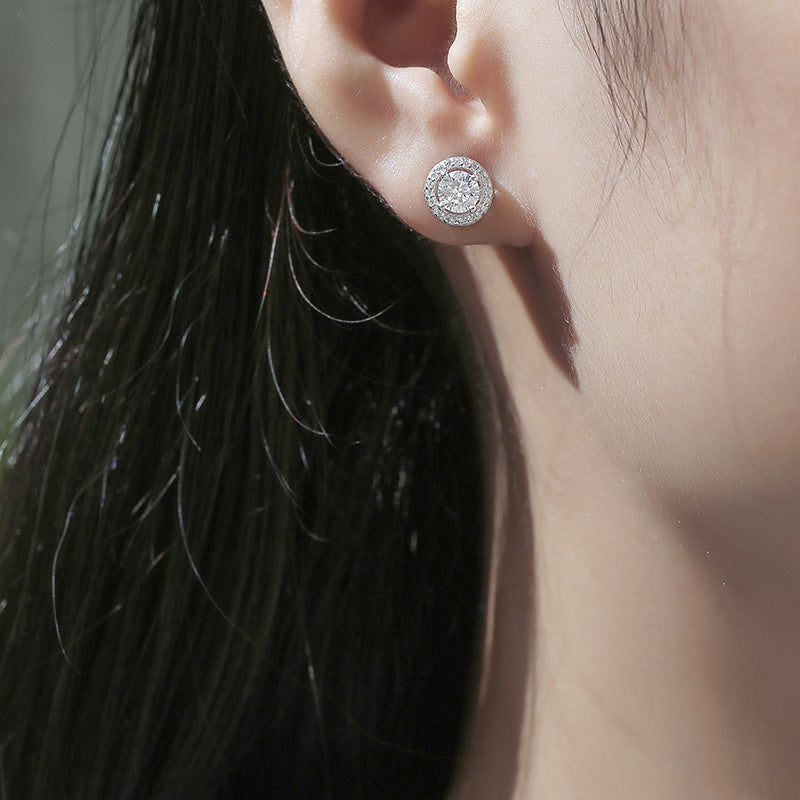 Modern Round Moissanite Earrings for OL Style