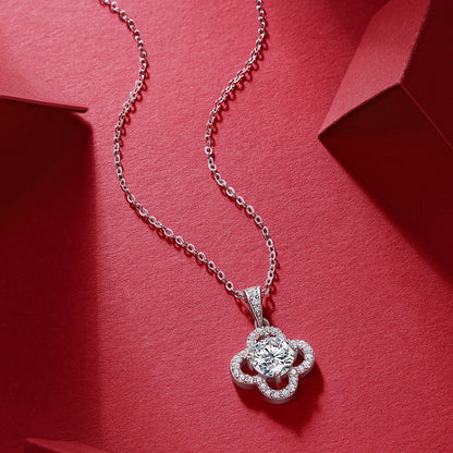 Modern Silver Floral Pendant Necklace