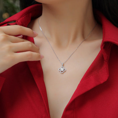 Modern Silver Floral Pendant Necklace