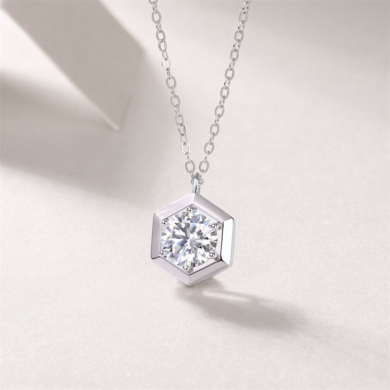 Modern Women's Necklace with Geometric Hexagon Pendant