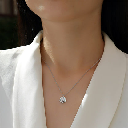 Modern Women's Necklace with Geometric Hexagon Pendant