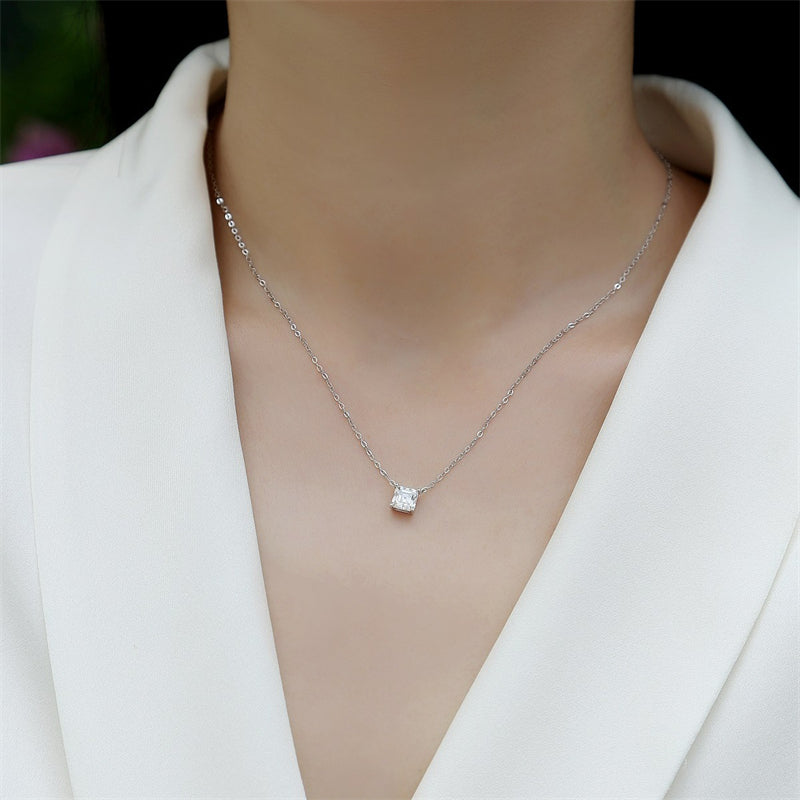 Modern Women's Necklace with Geometric Square Pendant