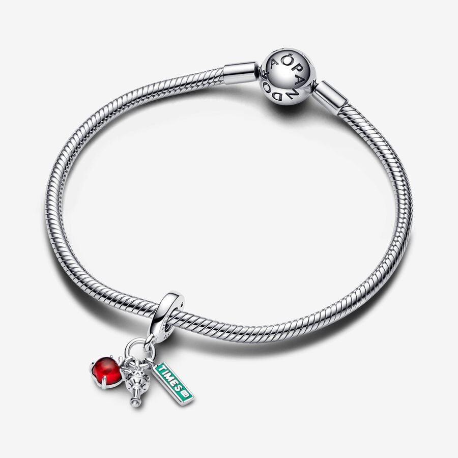 NYC Apple, Torch and Street Sign Triple Dangle Charm