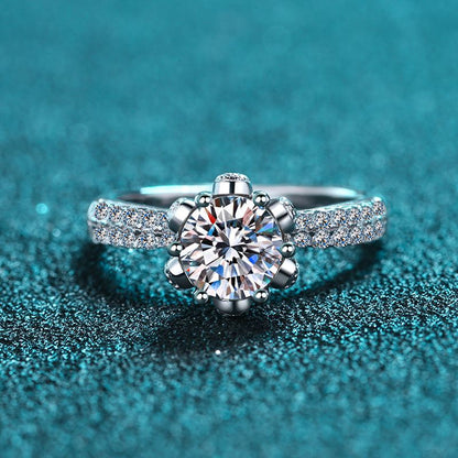 New 925 Sterling Silver Ice Queen Floral 6-Claw Moissanite Ring | 1-5ct
